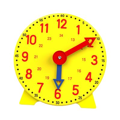 EHJRE Analog Teaching Clock, 10cm Geared Practice Clock with Stand, Time Learning Tool for First and Second Graders