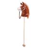 Alomejor Kids Horse Head Stick Toy, Soft Plush Stuffed Ride On Horse with Sliding Wheels for Toddlers (Coffee) view 4