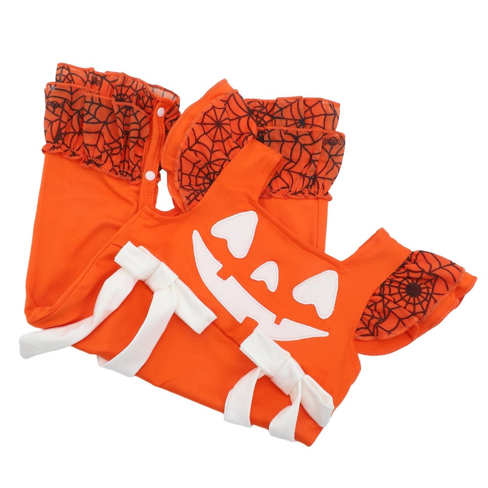 OUNONA Newborn Sleeveless Bodysuit Halloween Romper with Playful Pumpkin Print, Breathable Cotton Blend Material, Convenient for Moms, for Halloween and Holiday Gatherings