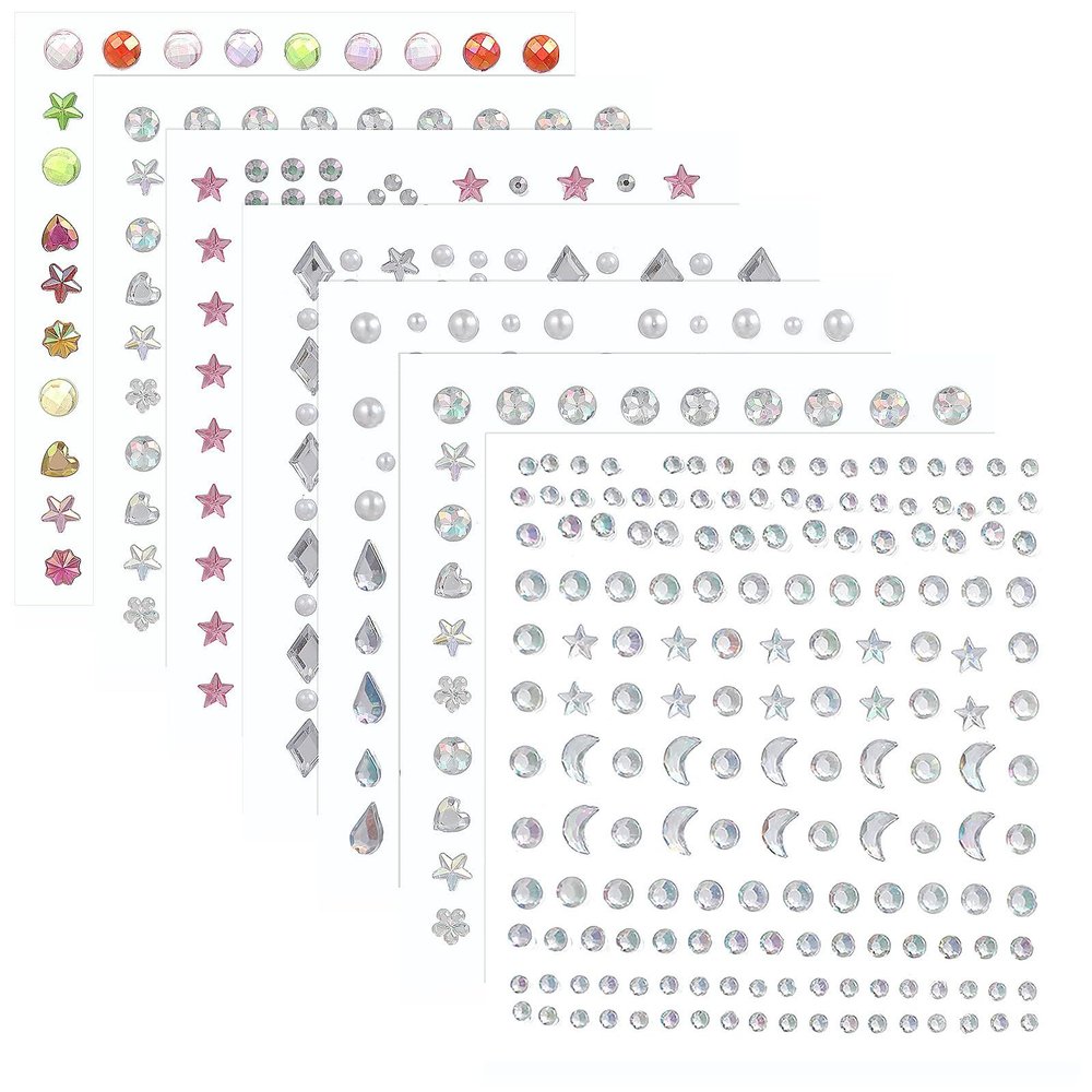 MAGICLULU 7 Sheets Rhinestone Stickers for Face and Body, Self Adhesive Gem Stickers with Easy Application, Reusable Rhinestones for Decorating Phones and Laptops, for Women
