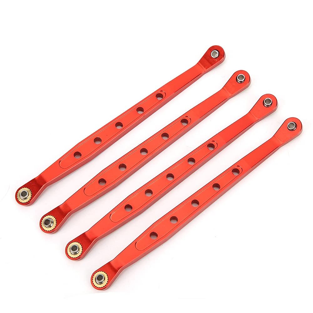 Aluminium Alloy Lower Suspension Links, RC Car Accessory for 1/10 Axial 90018 Crawler, Precision CNC Machined Durable Replacement Parts with 4 - Pack Set in Black Red Titanium Silv (Red)