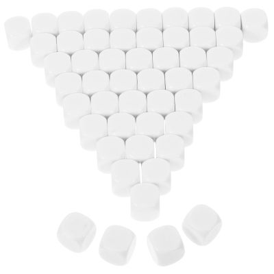 BESPORTBLE 50pcs Blank Six Sided Dice 16mm Acrylic White Square with Smooth Surface Portable for Creative Tabletop Gaming and Board Games DIY Handwriting