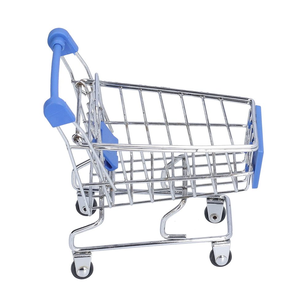 OVAQUIXI Mini Shopping Cart Supermarket Handcart Utility Cart Storage Toy Metal Trolley for Kitchen Office Desk Organization