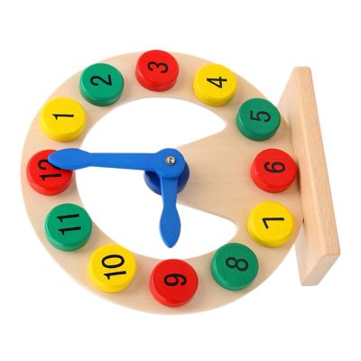 Veltros Wooden Time Teaching Plaything for with Movable Hands and Bright Colors Educational Clock for Classroom Interactive Wooden Clock Toy