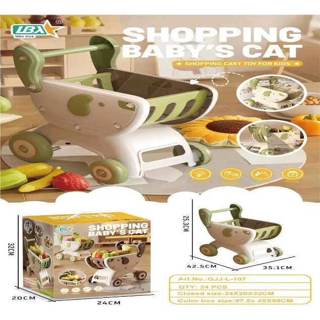 Kidsop Kids Supermarket Trolley Educational Toy (Green)