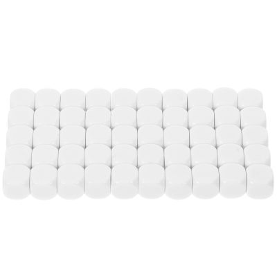 Uonlytech Blank Dice Set Square Portable Dice 50pcs Acrylic 16mm White with Multiple Printing Options for Tabletop Gaming and Board Games for DIY Handwriting, Screen Printing, and Heat