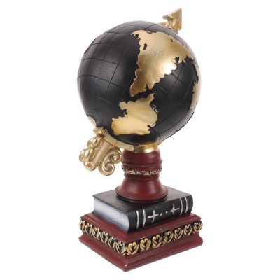 SEWACC Vintage Resin Desk World Globe Decor, Small Decorative Globe with Easy Maintenance and Educational Aid, Classic Antique Style for Office and Bookshelf Display