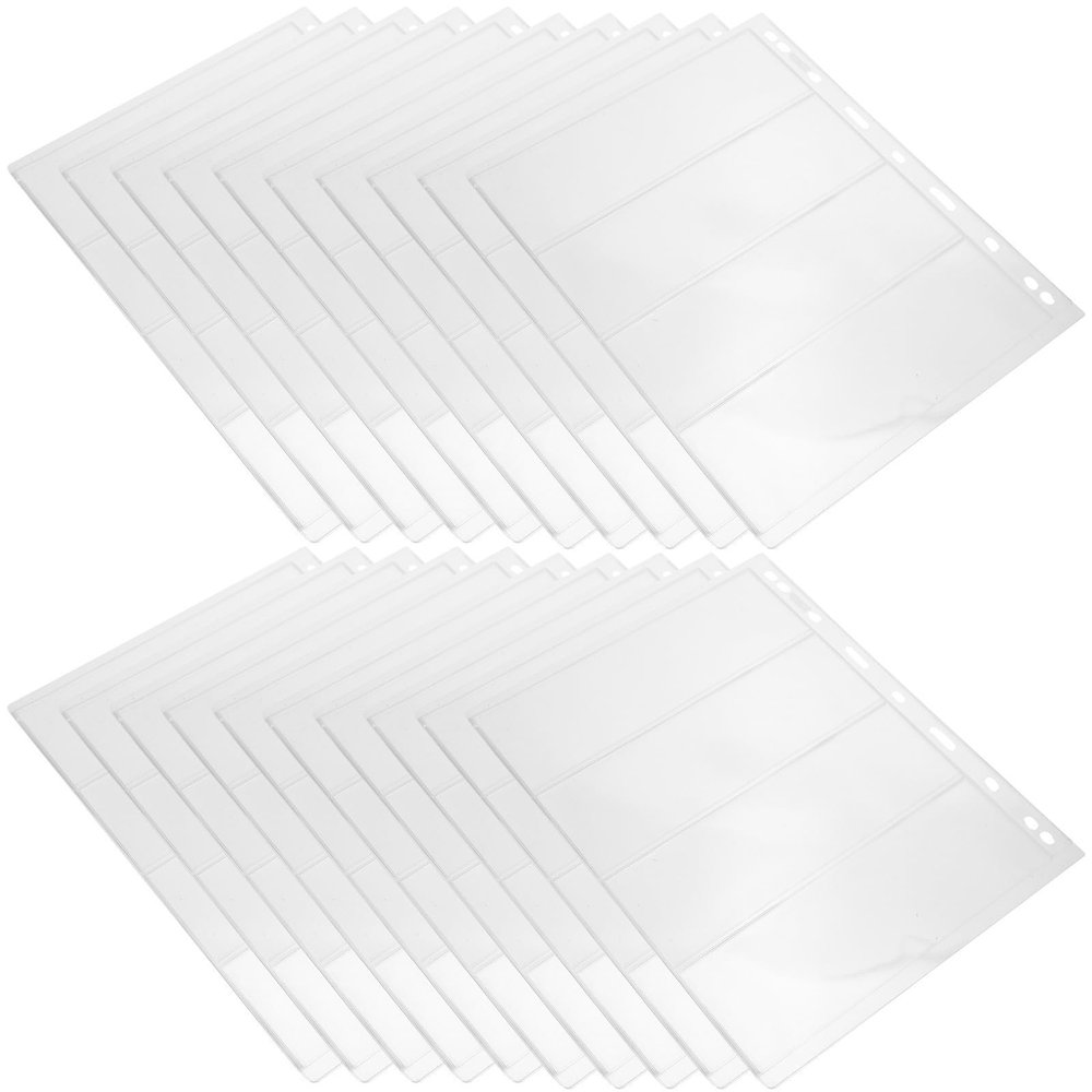 Anneome 20 Sheets Pvc Collection Pages for Paper Money and Stamp Organizing, Protecting Collectibles from Damage and Dust, for Collecting and Binder Storage