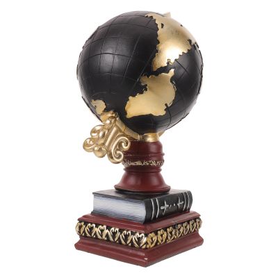 Lurrose Classic Vintage Resin Desktop Earth Globe for Office Shelf and Bookcase, Compact Educational Aid Decorative Desk Globe Ornament for Students and Home Office