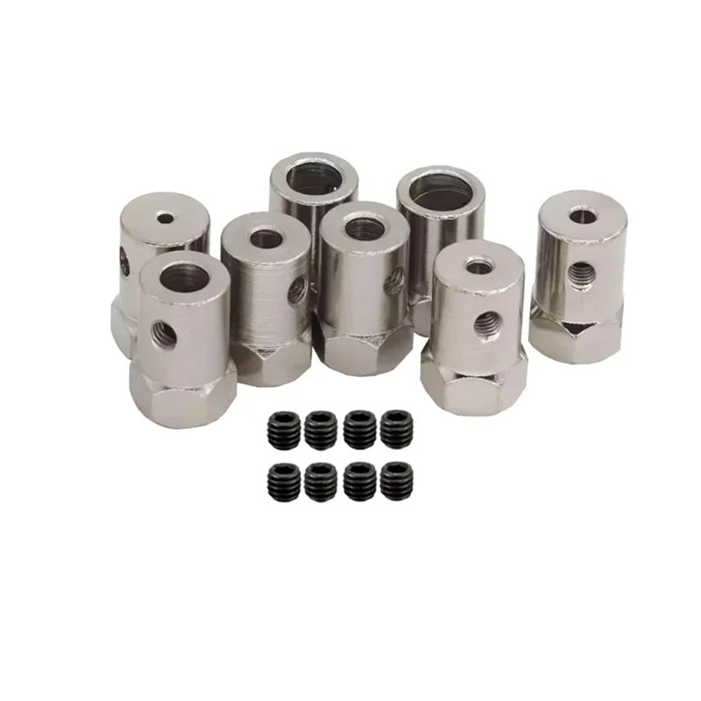 10pcs Iron Hexagonal Coupler Tire Connector 2/3/4/5/6/7/8mm Motor Connector with Screws Wrench for RC Boat Car Spare Parts