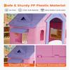 Petyee Kids Outdoor Playhouse, 5-in-1 Girl Cottage Playhouse with Basketball Hoop, Magnetic Dartboard, Soccer Goal & Ring Toss, Toy for Children Ages 28,Pink view 3