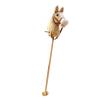 kowaku Stick Horse Plush Hobby Horse Riding Stick with Wooden Pole Handle and Realistic Hoof Neighing Sounds Suitable for Children Indoor Play Birthday Gift, Yellow with Wheels view 1