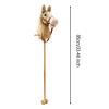 kowaku Stick Horse Plush Hobby Horse Riding Stick with Wooden Pole Handle and Realistic Hoof Neighing Sounds Suitable for Children Indoor Play Birthday Gift, Yellow with Wheels view 3