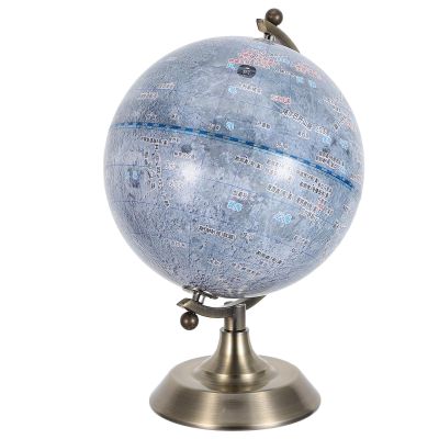 LIOOBO Rotatable Gray Moon Globe with Metal Stand for Office and Homes, Highly Detailed Lunar Topography Map, Modern Decorative Astronomy Study Globe for Students and Home Learning