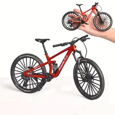 Generisch 1:6 Alloy Double Shock Absorber Softtail Mountain Bike Model Linkable Wheel Shock Absorber Collection Handmade Boys Birthday Gift Desk Car Decoration (Red)