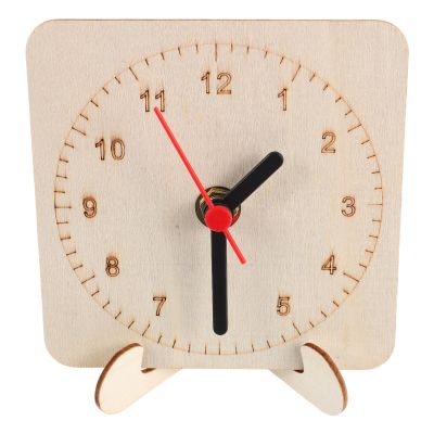 JOYOFREELY Paintable Wooden Clock Face 4.3 Inch Square Blank Dial for DIY Crafts and Teaching Aids, Stable Wood Material with Pointer and Easel for Creative Wood Clock Projects