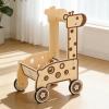 Wsymxuo Giraffe Push Pusher Rounded Panels Wooden Infant Pusher Wheeled Nursery Item for Young Children, Infants view 3