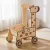 Wsymxuo Giraffe Push Pusher Rounded Panels Wooden Infant Pusher Wheeled Nursery Item for Young Children, Infants view 4