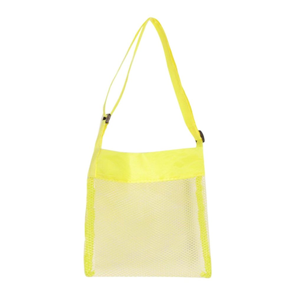Mesh Beach Bag Seashell Bags Toy Storage Small Square Crossbody Shells Collecting Sand Swimming (Yellow)