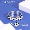 SYDNFZY Soccer Fidget Ring for Adults Stainless Steel Anxiety Relief Jewelry Spinner Rings with Football Design for Women, Soccer Gifts for Men, Sport Mom Essentials (Silver, 5) view 4