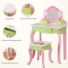 Qryselen Kids Vanity Set, Table & Chair Vanity Set with Mirror for Girls view 3