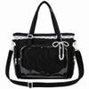 Black Ita Bag, Ita Bag With Clear Window & Japanese Lace Accents, Multi-carry Pin Display, Canvas Kawaii Purse, Black, Party Decors view 1
