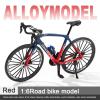 1:6 Alloy Simulation Gradient Tri-Colour Mini Metal Highway Bicycle Model Removable Kettle Movable Chain Wheel Grip Wheel Enthusiasts Birthday Ideas Collection Gifts (Blue Red) view 2