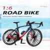1:6 Alloy Simulation Gradient Tri-Colour Mini Metal Highway Bicycle Model Removable Kettle Movable Chain Wheel Grip Wheel Enthusiasts Birthday Ideas Collection Gifts (Blue Red) view 3