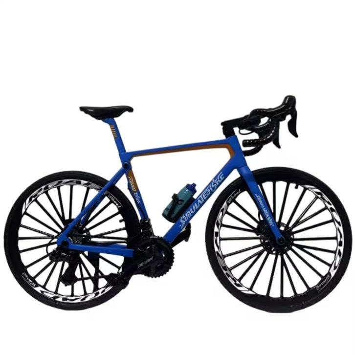 Generisch 1:6 Metal Road Bicycle Simulation Model Movable Chain with Removable Kettle Mini Bike Handheld Desktop Collection Boys Creative Gifts (Blue Orange)