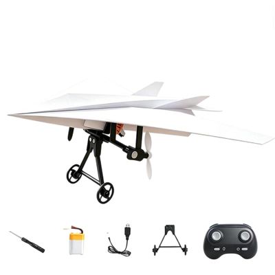 RC Paper Airplane Kit, DIY Electric Motor for Paper Airplanes with Gyro Stabilizer & Dual Propellers, Remote Control Paper Plane for Outdoor Flying, Educational Hobby Toy Gift for Adults Kids(B)
