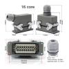 YUNGPRZVI Rectangular Heavy-Duty Connector HDC-HE4 6 10 16 20 24 32 48-core pin 16A Waterproof Aviation Plug Head Side line Connector(6 Core Top Line) view 4