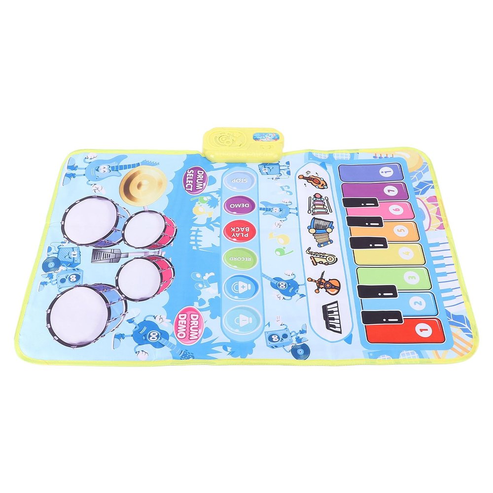 Eboxer Portable Piano Dance Mat Foldable Drum Touch Playmat for Girls, Music Carpet with Keyboard (Blue)