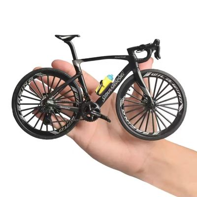 1:6 Alloy Simulation Bending Road Bicycle Model Removable Kettle Drive Chain Steerable Handle Wheel Enthusiast Friend Boy Birthday Ideas Collection Gifts (Matte Pure Black)