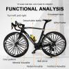 1:6 Alloy Simulation Bending Road Bicycle Model Removable Kettle Drive Chain Steerable Handle Wheel Enthusiast Friend Boy Birthday Ideas Collection Gifts (Matte Pure Black) view 3