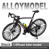 1:6 Alloy Simulation Bending Road Bicycle Model Removable Kettle Drive Chain Steerable Handle Wheel Enthusiast Friend Boy Birthday Ideas Collection Gifts (Matte Pure Black) view 4