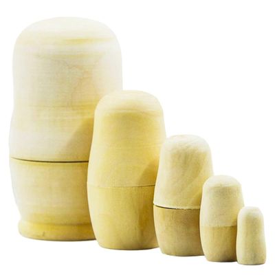 Cndiyald Russian Nesting Dolls, 5PCS/Set DIY Painting Blank Wooden Matryoshka Doll, Craft Kit for Kids Adults Painting