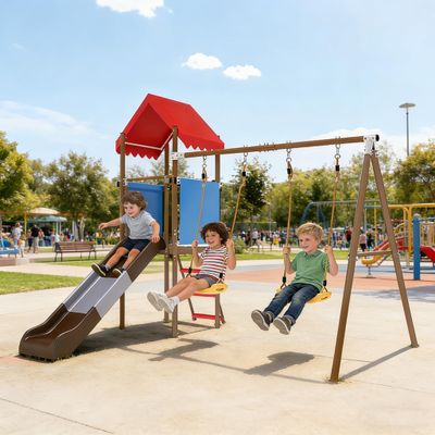 Beach Swing Set with Slide for Kids Backyard All-in-One Outdoor Playset