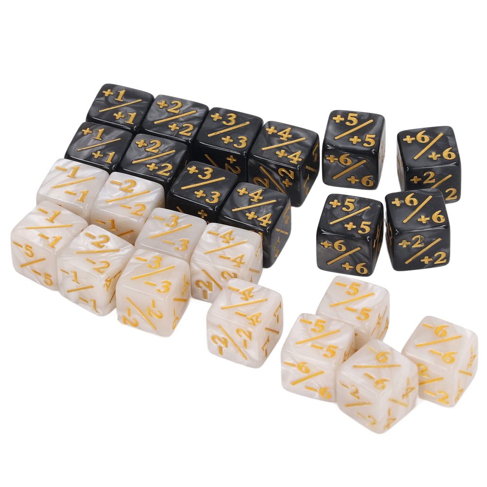 Aumotop D6 Dice Counters Acrylic Marble Set of 24 for Card Gaming Fun with Friends and Family