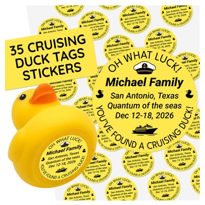 TAYTA Cruising Duck Tag Stickers, Oh What Luck Waterproof Labels, 35pcs 1in