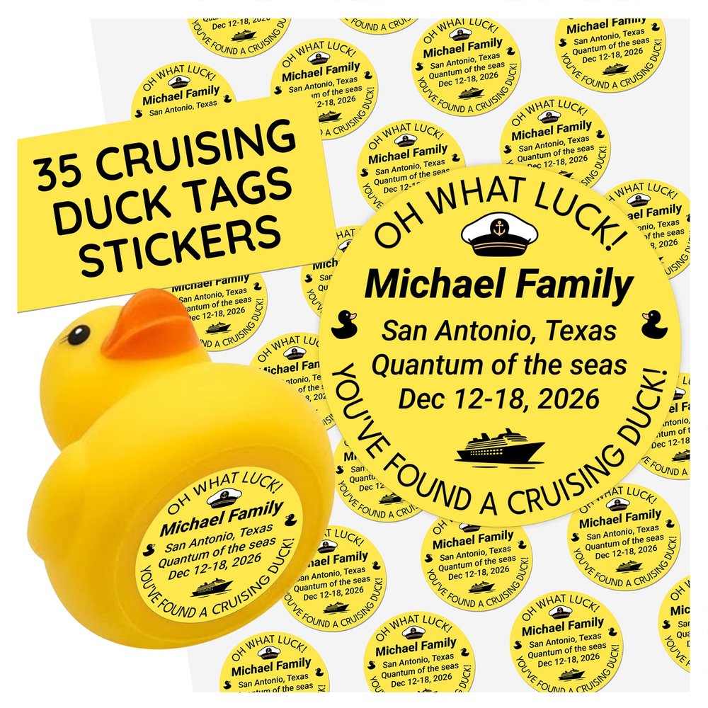 TAYTA Cruising Duck Tag Stickers, Oh What Luck Waterproof Labels, 35pcs 1in