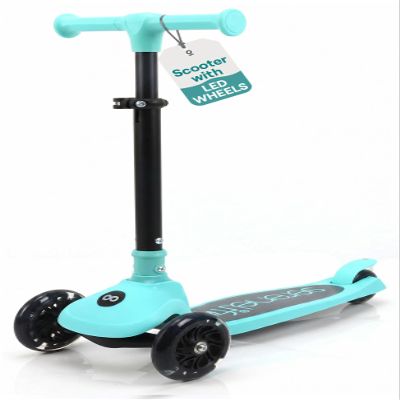 SereneLife 3 Wheel Scooter for Toddlers and Kids Foldable Kid Scooter with LED Wheels, Adjustable Handlebar, Rear Brake, Anti-Slip Deck Kids 3 Wheel Scooter for Ages 37, Up to 110 lbs