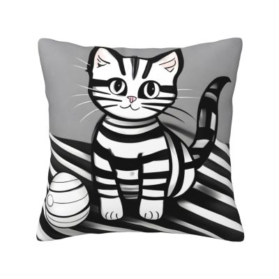 HYLBHD Play Ball Kitty All-Season Throw Pillowcases, Fabric Sofa and Interior Decorative Pillowcases, Soft and Fluffy Cushions.