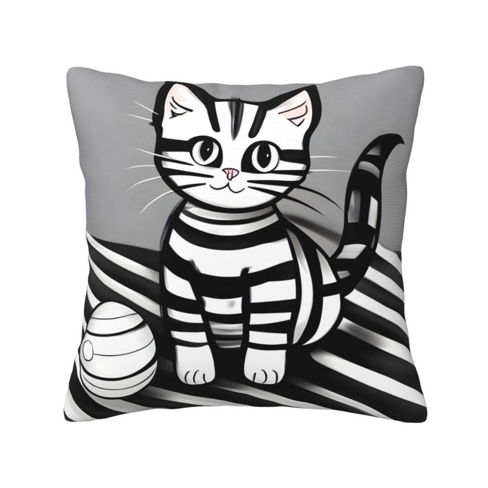 HYLBHD Play Ball Kitty All-Season Throw Pillowcases, Fabric Sofa and Interior Decorative Pillowcases, Soft and Fluffy Cushions.