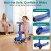 SereneLife 3 Wheel Scooter for Toddlers & Kids, Foldable Seat, LED Wheels, Adjustable Handlebar, Anti-Slip Deck, Rear Foot Brake, Lean-to-Steer, Kid Scooter Ages 18M7Y, Supports up to 110 lbs., Blue view 3