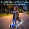 SereneLife 3 Wheel Scooter for Toddlers & Kids, Foldable Seat, LED Wheels, Adjustable Handlebar, Anti-Slip Deck, Rear Foot Brake, Lean-to-Steer, Kid Scooter Ages 18M7Y, Supports up to 110 lbs., Blue view 4