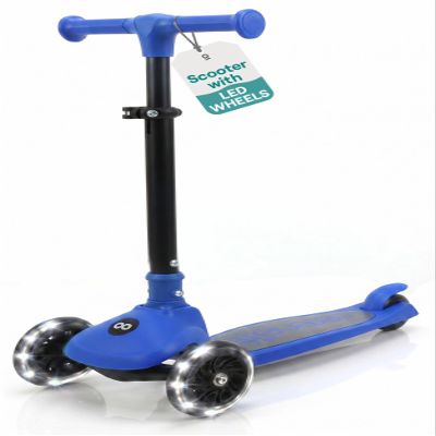 SereneLife 3 Wheel Scooter for Toddlers and Kids Foldable Kid Scooter with LED Wheels, Adjustable Handlebar, Rear Brake, Anti-Slip Deck Kids 3 Wheel Scooter for Ages 37, Up to 110 lbs