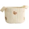 Storage Basket, Teddy Bear Bins with Carry Handles, Quilted Soft Cotton Organizer for Room Decor, Small Bins for Essentials Clothes and Sundries view 1