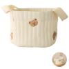 Storage Basket, Teddy Bear Bins with Carry Handles, Quilted Soft Cotton Organizer for Room Decor, Small Bins for Essentials Clothes and Sundries view 2
