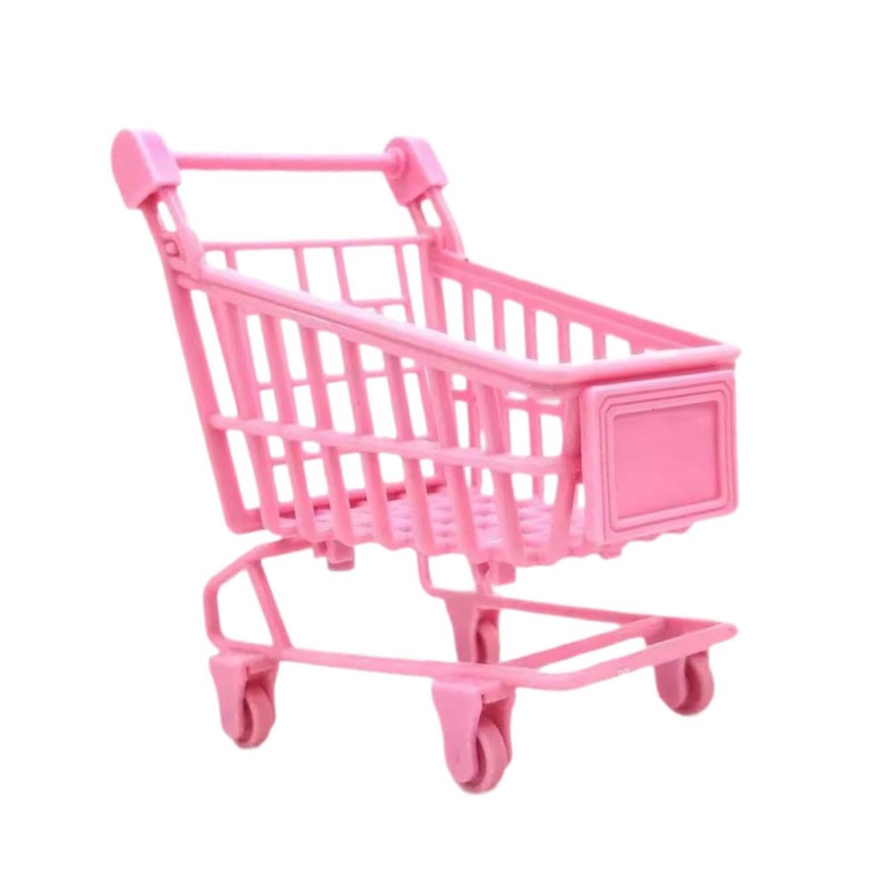 TTETTZ Mini Shopping Cart Toy Iron Supermarket Organizer Storage Handcart Utility Suitable for Collectors Kids Desktop 11x7.5x12cm