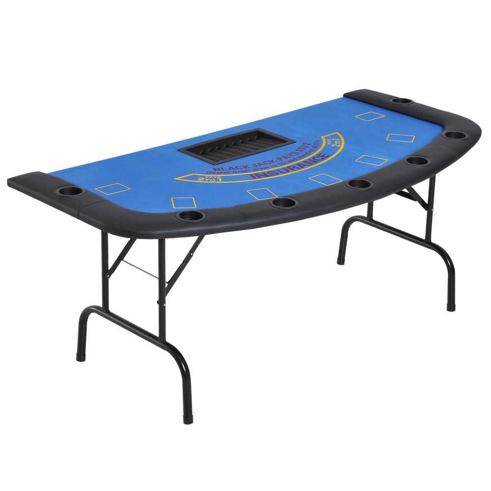 Foldable Poker Table for 7 Players with Chip and Cup Holder